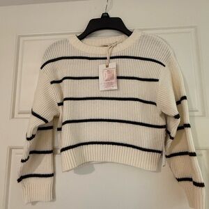 Jessica Simpson Cream and Black Striped Sweater